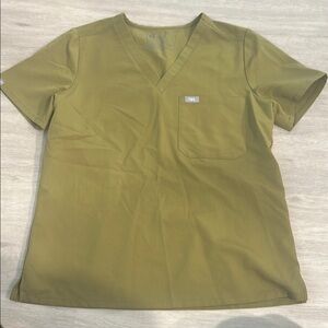 Olive Green V-Neck Scrub Top